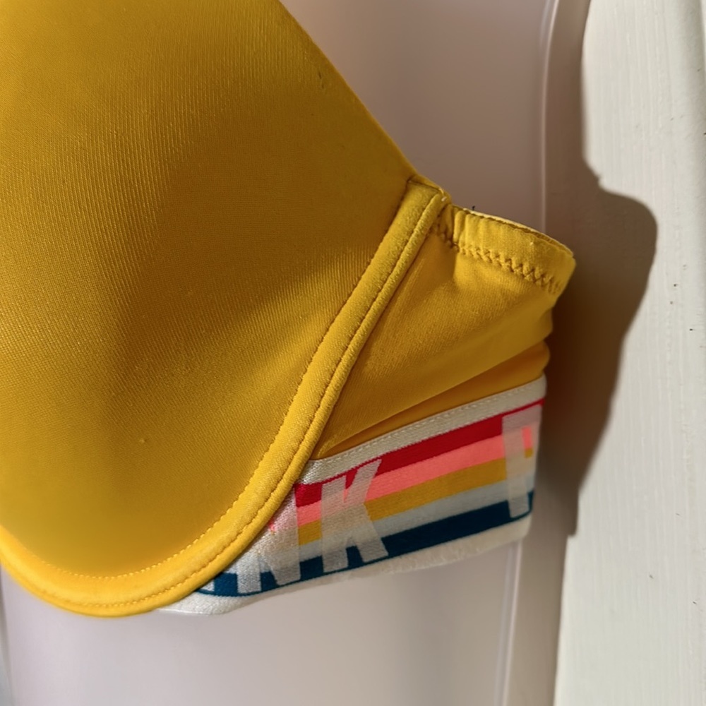 PINK Victoria's Secret Yellow Wear Everywhere T-Shirt Lightly Lined Bra 36D - Picture 7 of 16